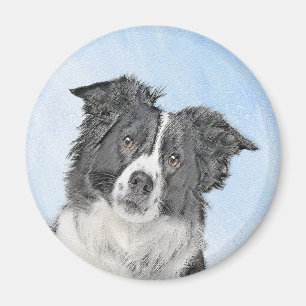 Border Collie Painting - Niedliche Original Dog Ar Magnet