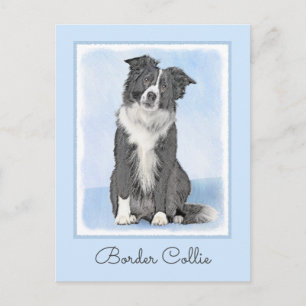 Border Collie Painting - Niedliche Original Dog Ar Postkarte
