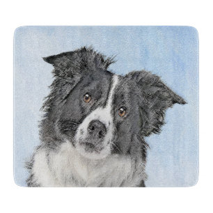 Border Collie Painting - Niedliche Original Dog Ar Schneidebrett