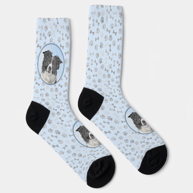 Border Collie Painting - Niedliche Original Dog Ar Socken (Rechts)