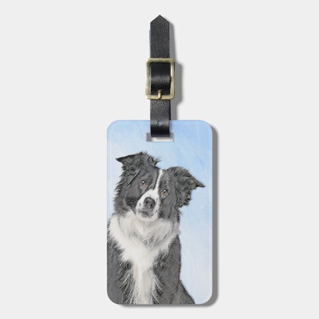 Border Collie Painting - Niedliche Original Hunde  Gepäckanhänger (Vorderseite vertikal)