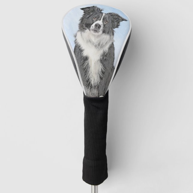 Border Collie Painting - Niedliche Original Hunde  Golf Headcover (Vorderseite)