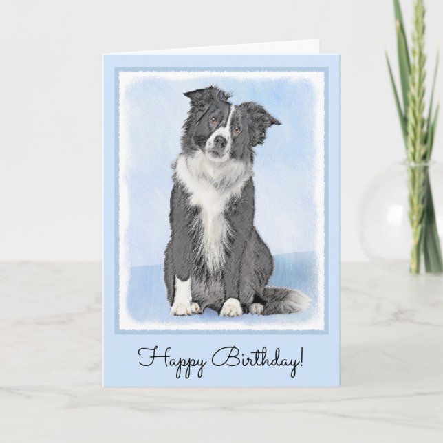 Border Collie Painting - Niedliche Original Hunde  Karte (Vorderseite)