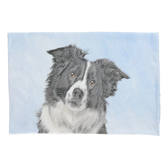 Border Collie Painting - Niedliche Original Hunde  Kissenbezug (Vorderseite)