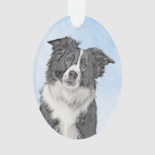 Border Collie Painting - Niedliche Original Hunde  Ornament