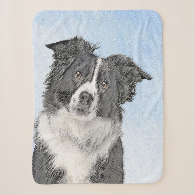 Border Collie Painting - Niedliche Original Hunde  Sherpadecke (Vorderseite)