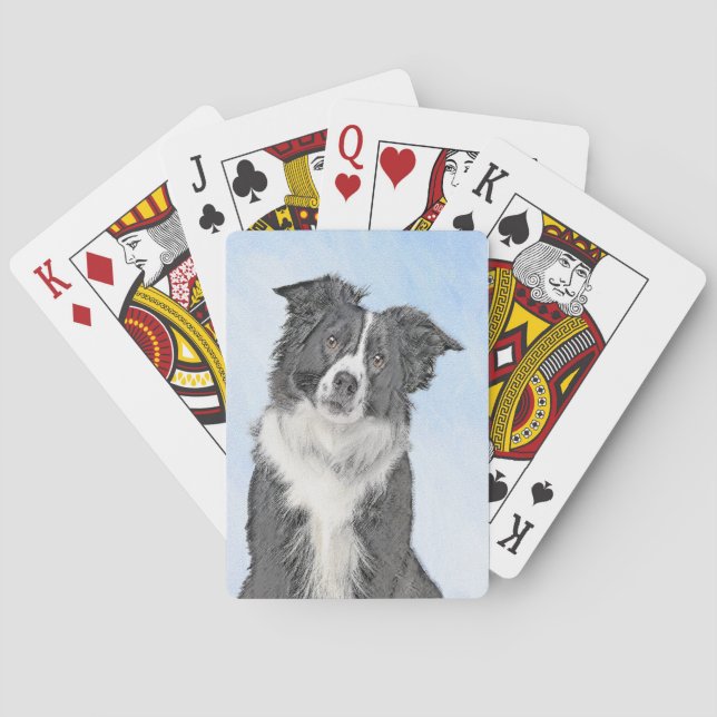 Border Collie Painting - Niedliche Original Hunde  Spielkarten (Rückseite)