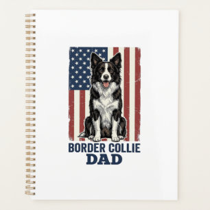 Border Collie Papa Patriotisches Vintage-Hund-Shir Planer