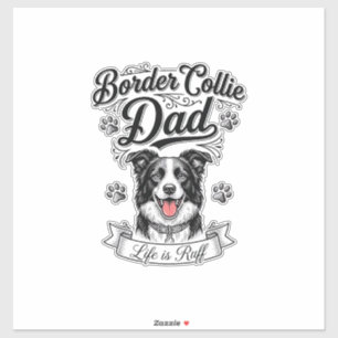 Border Collie Papa Vintage Gravur Hund Shirt Desi Aufkleber