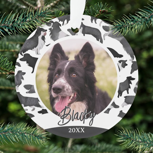 Border Collie Pattern Dog Name Foto Weihnachten Ornament (Von Creator hochgeladen)