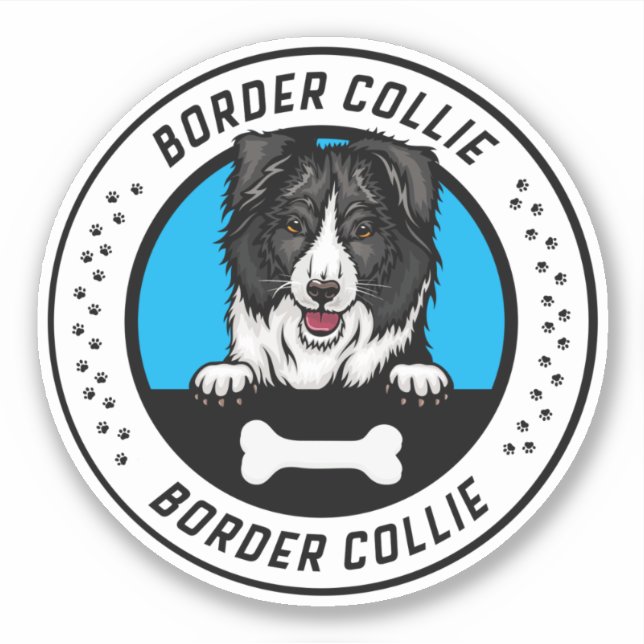 Border Collie Peeking Illustration Abzeichen Aufkleber (Vorderseite)