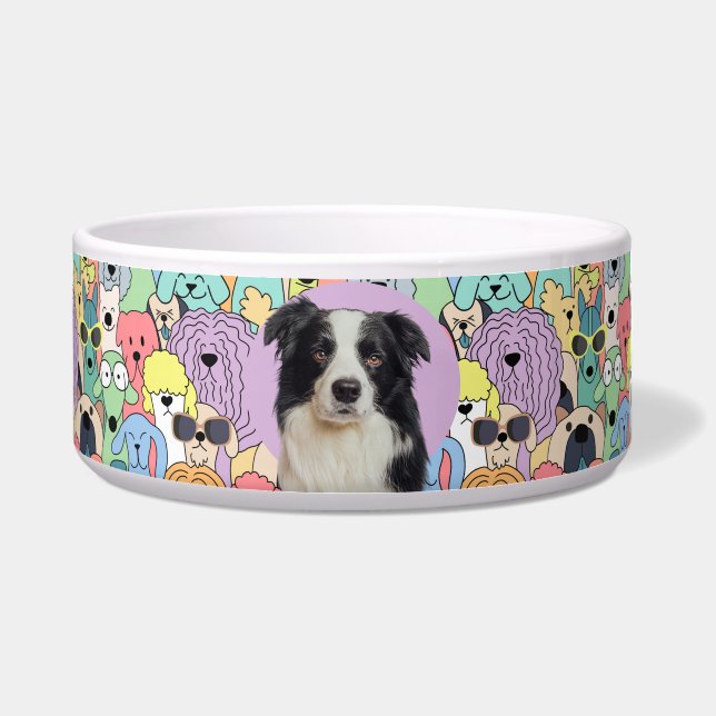 Border Collie Personalisiertes Foto & Name Hundesc Napf (Vorderseite)