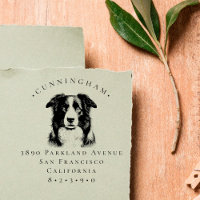 Border Collie Pet Hund Familienname und Rücksendea
