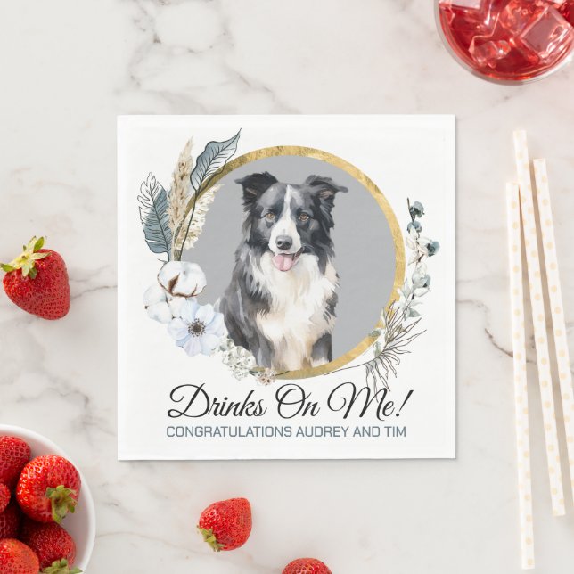 Border Collie Pet Wedkins mit Hunden Foto Serviette (Beispiel)