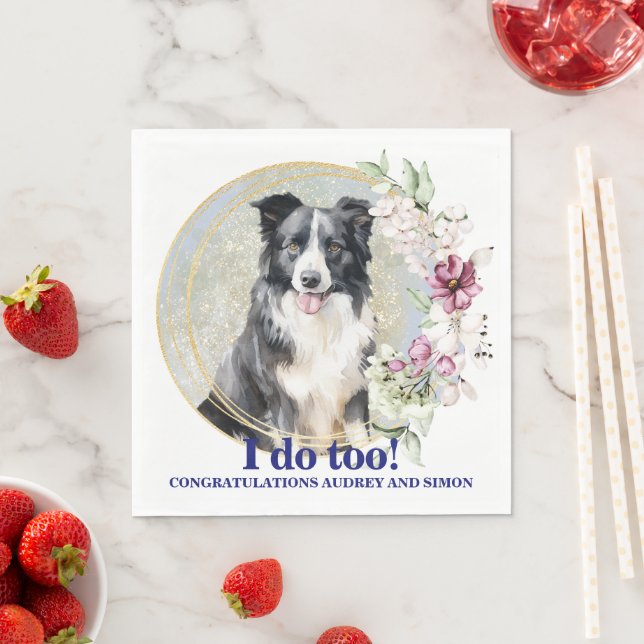 Border Collie Pet Wedkins mit Hunden Foto Serviette (Beispiel)