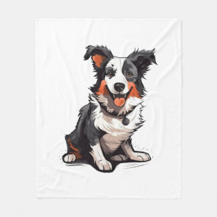 Border Collie Playful Pups - Funny Cartoon Fleecedecke