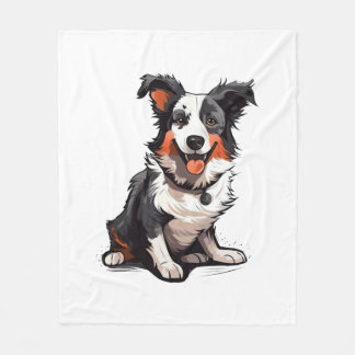 Border Collie Playful Pups - Funny Cartoon Fleecedecke