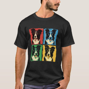 Border Collie Pop Art Design Lebendige künstlerisc T-Shirt