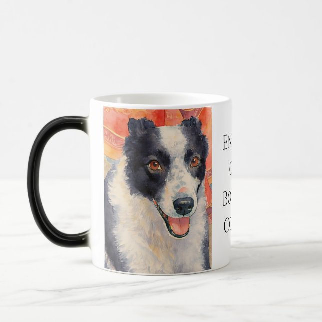 Border Collie Portrait Digital Painting Verwandlungstasse (Links)