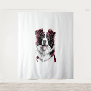 Border Collie-Porträt in lebendigen Details für Hu Wandteppich
