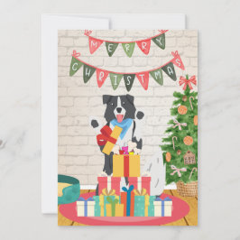 Border Collie präsentiert Knochen Weihnachten