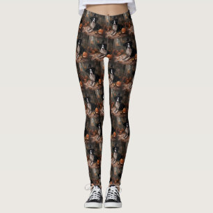 Border Collie Pumpkins Halloween Beängstigend Leggings