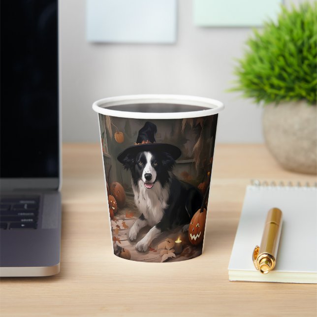 Border Collie Pumpkins Halloween Beängstigend Pappbecher (InSitu)