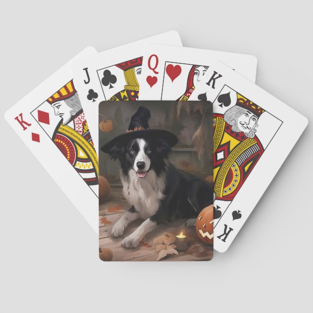 Border Collie Pumpkins Halloween Beängstigend Spielkarten (Rückseite)