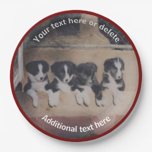 Border Collie Puppies Personalisiertes Party Pappteller