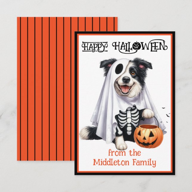 Border Collie Puppy Dog Happy Halloween Mitteilungskarte (Vorne/Hinten)