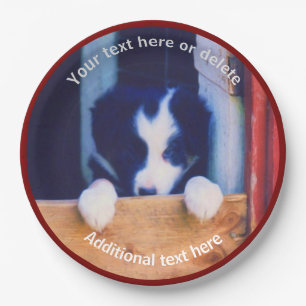 Border Collie Puppy Dog Personalisiertes Party Pappteller