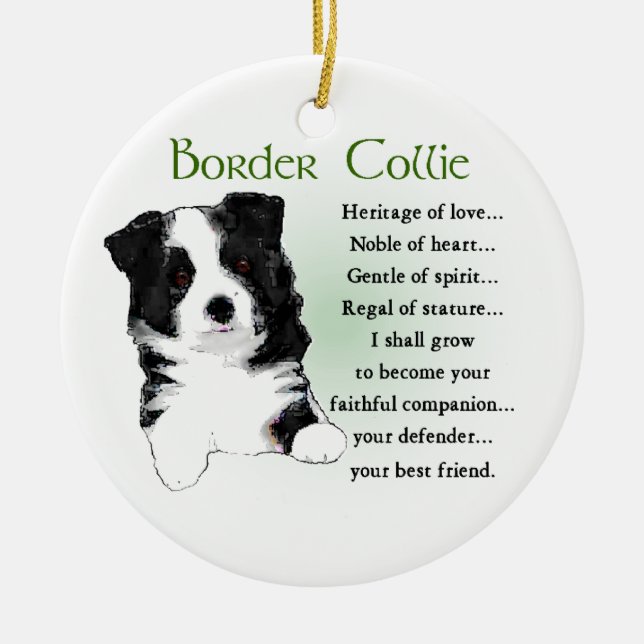 Border Collie Puppy Keramik Ornament (Vorne)