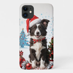 Border Collie Puppy mit einem Red Christmas Hat Case-Mate iPhone Hülle