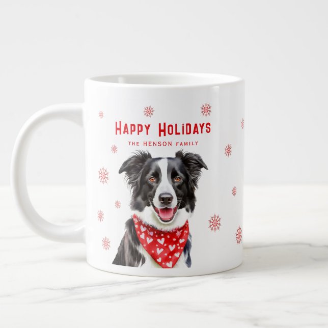 Border Collie Red Heart Bandana Christmas  Jumbo-Tasse (Links)