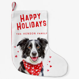 Border Collie Red Heart Bandana Weihnachten Kleiner Weihnachtsstrumpf