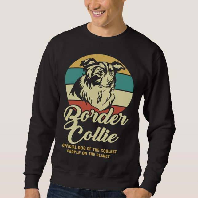 Border Collie Retro Dog   For Men Women Sweatshirt (Vorderseite)