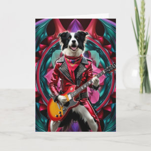 Border Collie Rock Star Card Karte