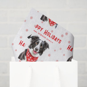 Border Collie Rotes Herz-Halstuch Weihnachten Seidenpapier