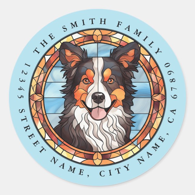 Border Collie Round Stickers (Vorderseite)