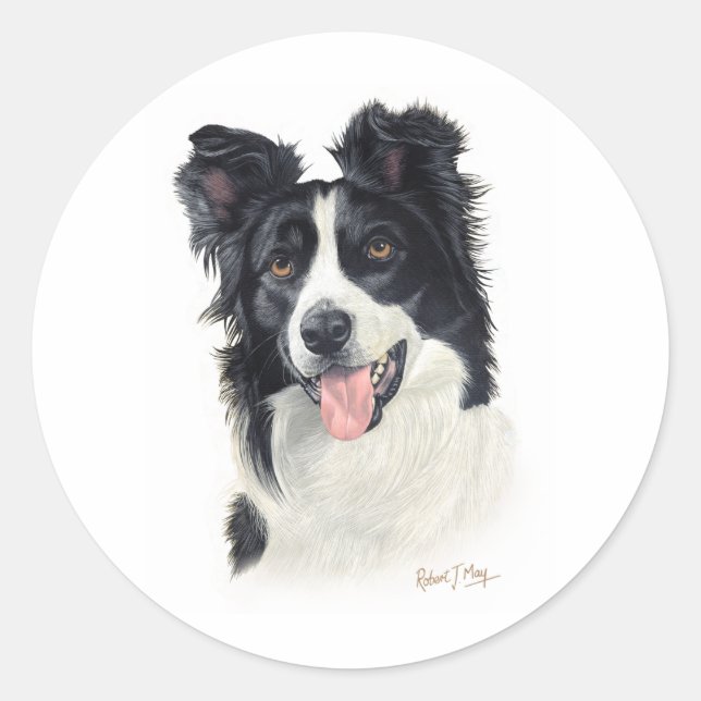 Border Collie Runder Aufkleber (Vorderseite)