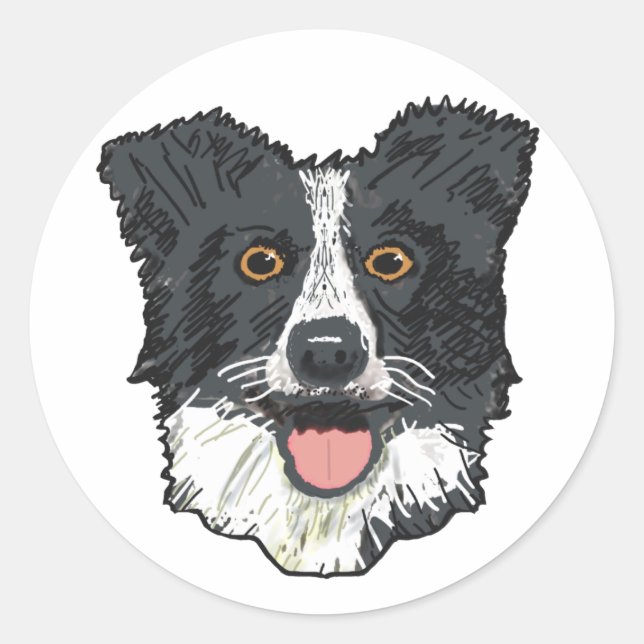 Border Collie Runder Aufkleber (Vorderseite)