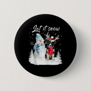 Border Collie Santa Dog Weihnachts Snowman Xmas Pa Button