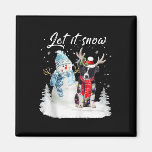 Border Collie Santa Dog Weihnachts Snowman Xmas Pa Magnet