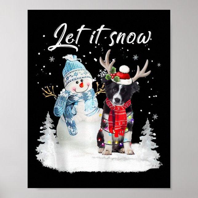 Border Collie Santa Dog Weihnachts Snowman Xmas Pa Poster (Vorne)