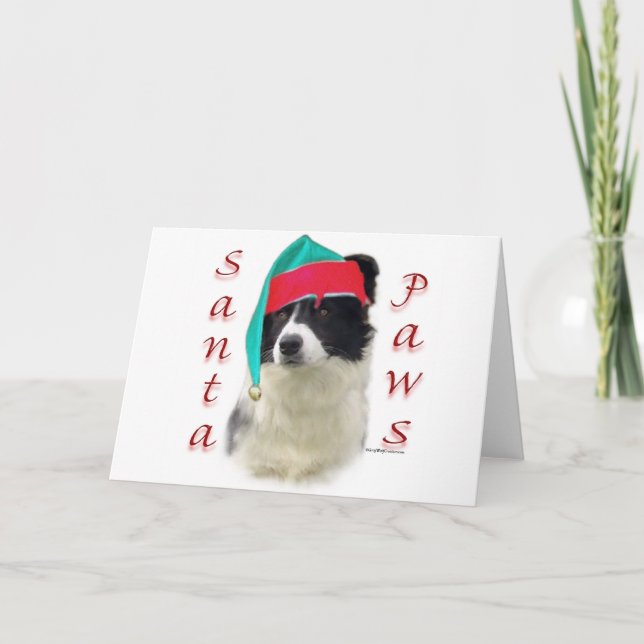 Border Collie Santa Paws Feiertagskarte (Vorderseite)