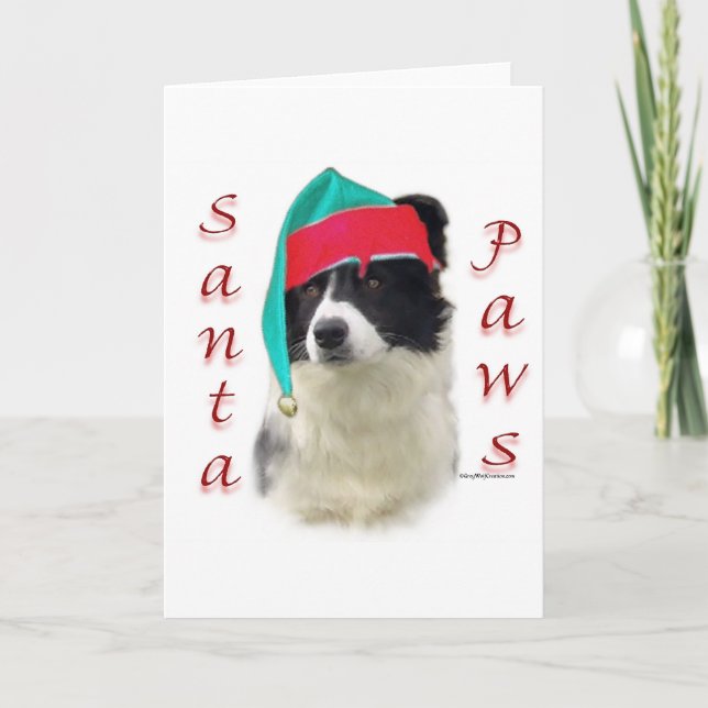Border Collie Santa Paws Feiertagskarte (Vorderseite)