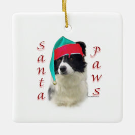 Border Collie Santa Paws Keramikornament
