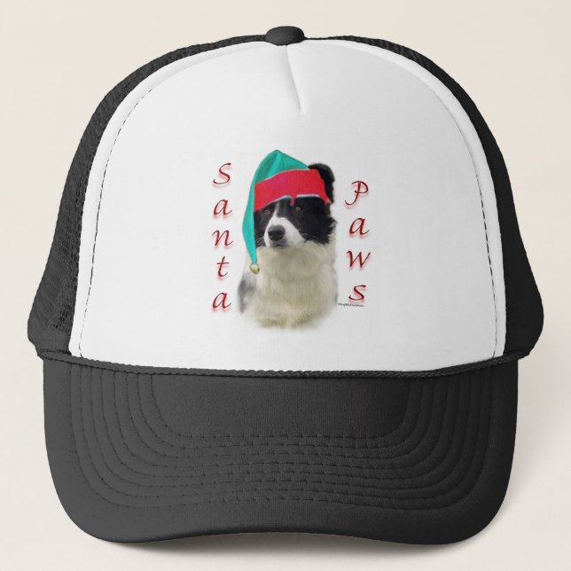 Border Collie Santa Paws Truckerkappe (Vorderseite)