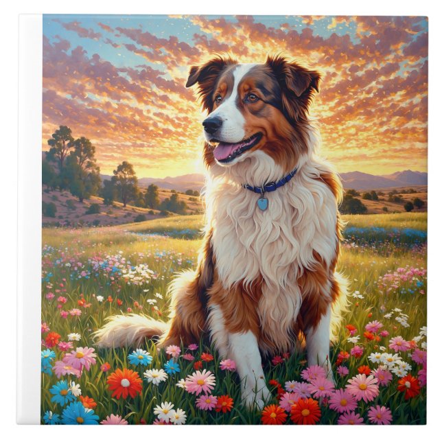 Border Collie Schäferhund Fliese (Vorderseite)