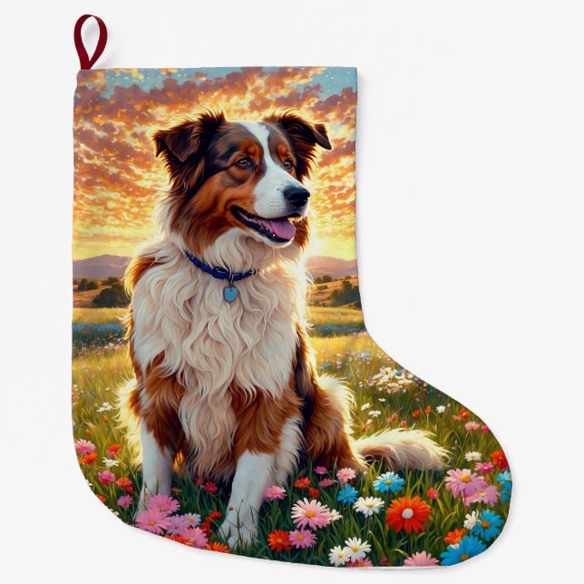 Border Collie Schäferhund Großer Weihnachtsstrumpf (Vorderseite)